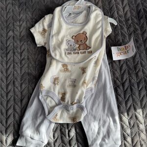 Baby Gear Cream and Brown Bear Bodysuit Set